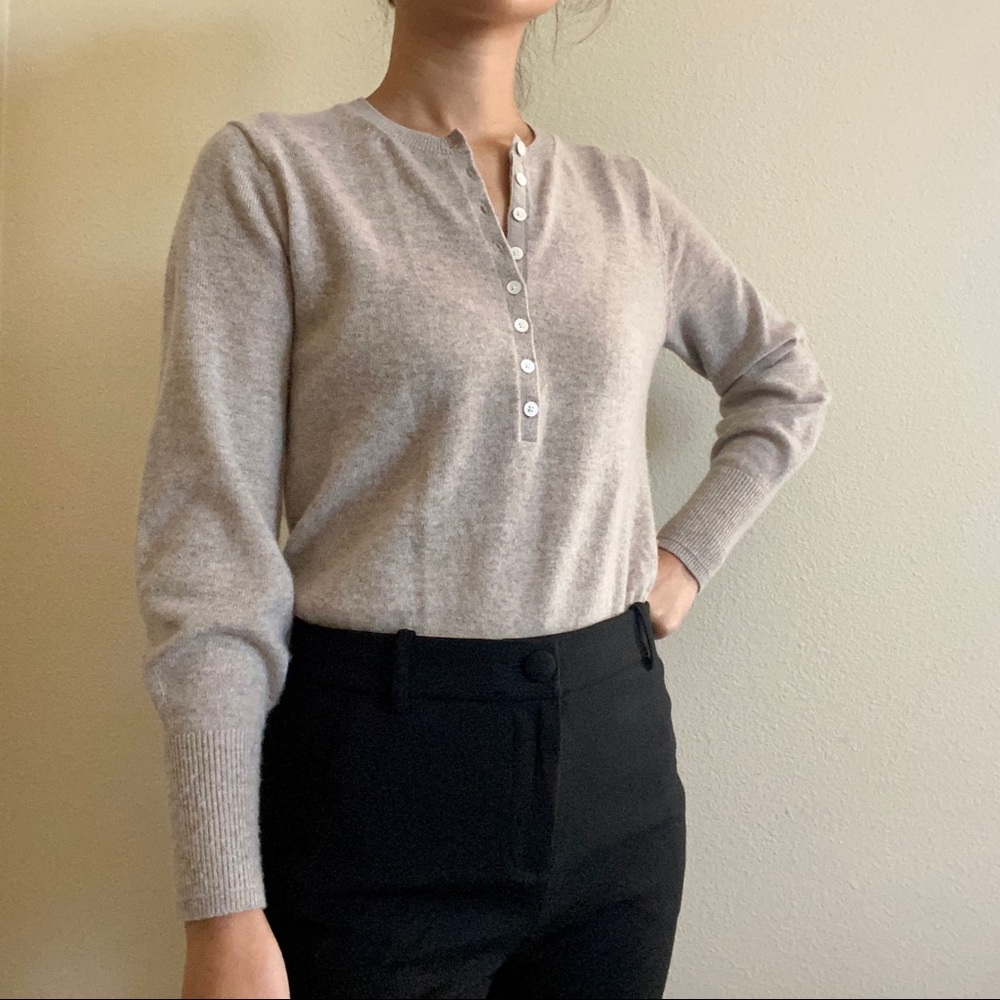 Everlane 100% Cashmere Henley Oatmeal